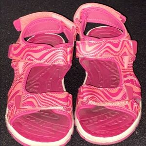 EDDIE BAUER GIRLS SIZE 2 Pink Kids Sandals HOOK & LOOP STRAPS EUC CLEAN
